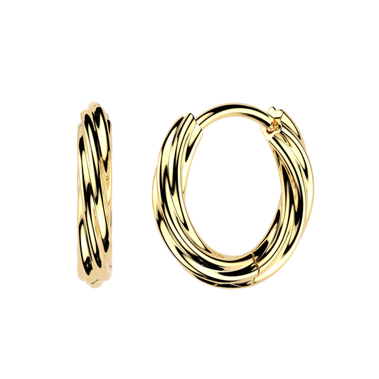 Twisted Hinged Huggie Hoop Earrings - Pair - 316L Stainless Steel