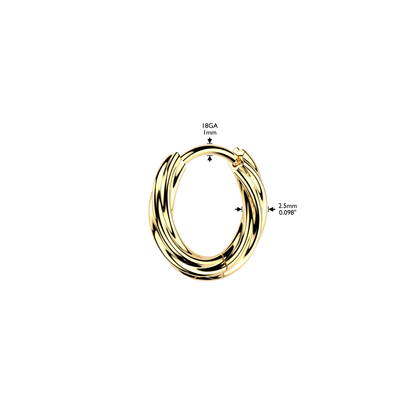 Twisted Hinged Huggie Hoop Earrings - Pair - 316L Stainless Steel
