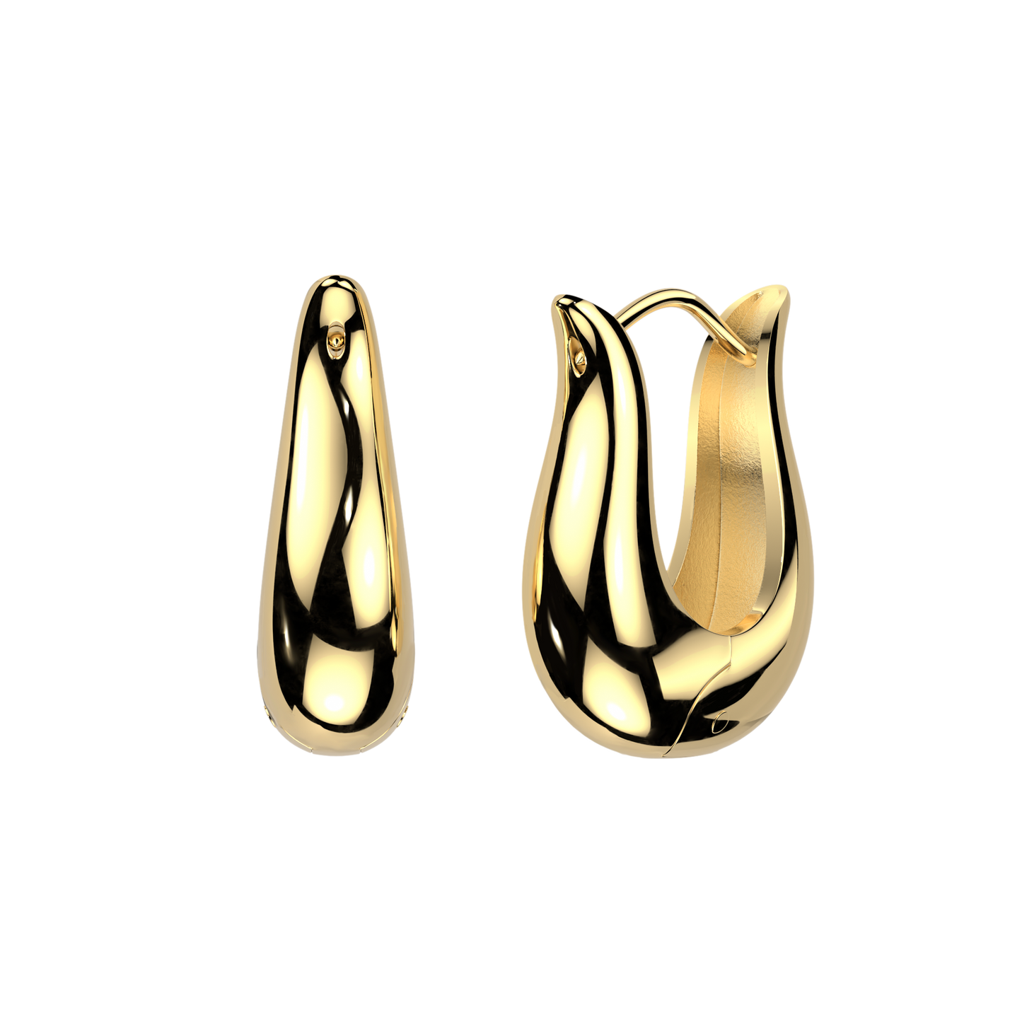Tulip Shaped Hinged Hoop Earrings - Pair - 316L Stainless Steel