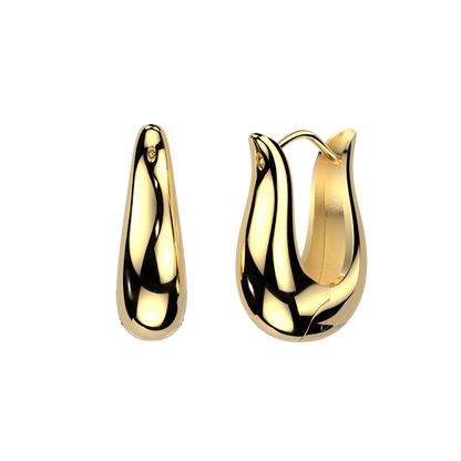 Tulip Shaped Hinged Hoop Earrings - Pair - 316L Stainless Steel