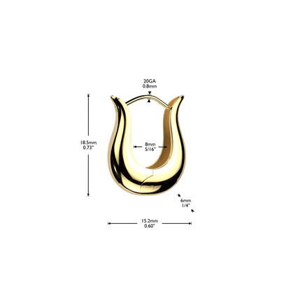 Tulip Shaped Hinged Hoop Earrings - Pair - 316L Stainless Steel