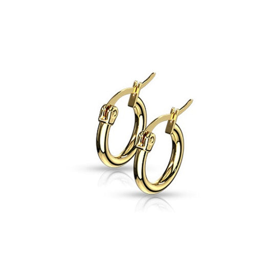 Round Hoop Earrings - Gold Plated 316L Stainless Steel