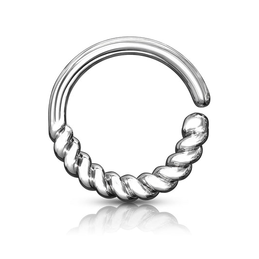 Half Braided Bendable Hoop - Platinum Plated Brass