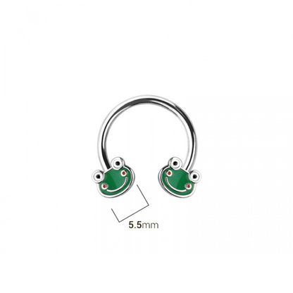 Smiling Frog Ends Horseshoe Circular Barbell - 316L Stainless Steel