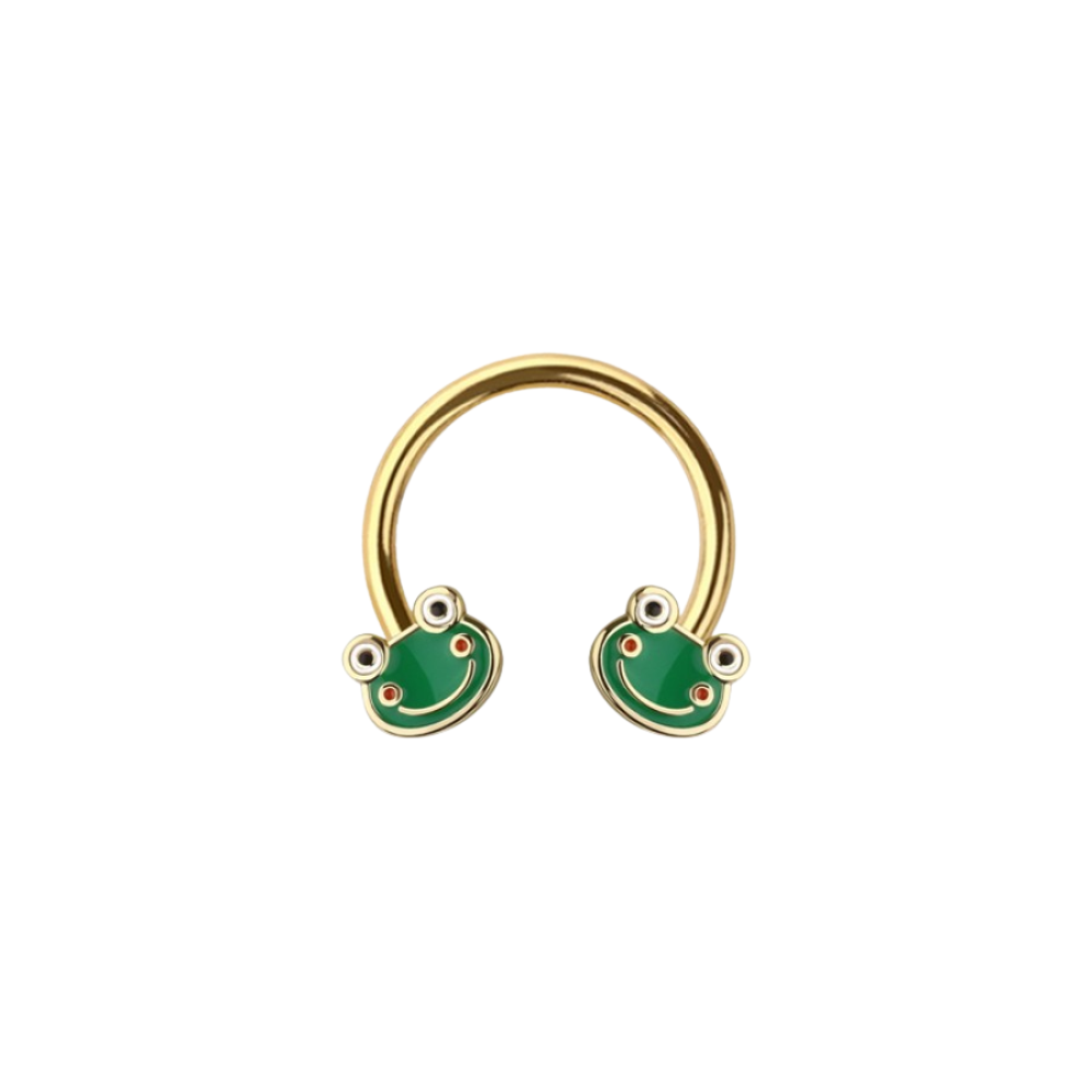 Smiling Frog Ends Horseshoe Circular Barbell - 316L Stainless Steel