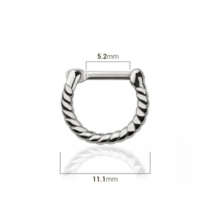 Rope Design Septum Clicker Ring - 316L Stainless Steel