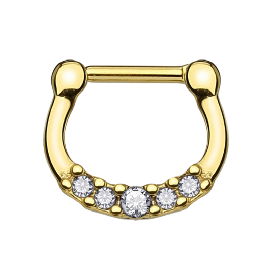 Front Facing Crystal Lined Septum Clicker Ring