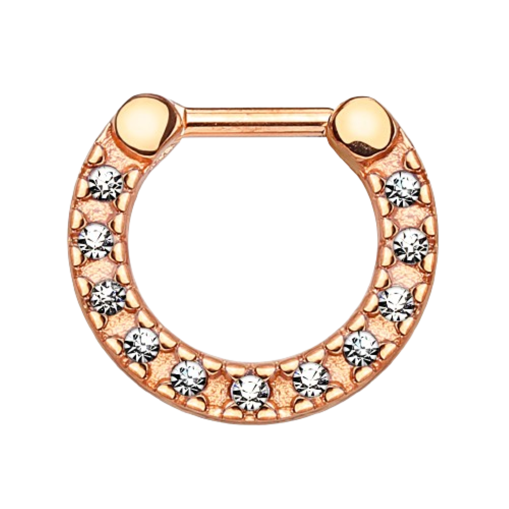 CZ Crystal Lined Round Hanger Septum Clicker Ring