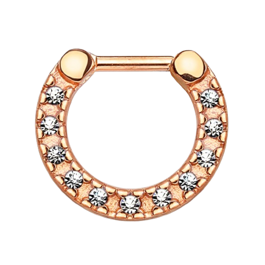 CZ Crystal Lined Round Hanger Septum Clicker Ring