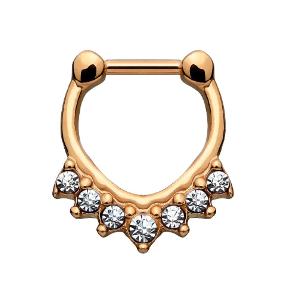 CZ Crystal Lined Chevron Design Septum Clicker Ring