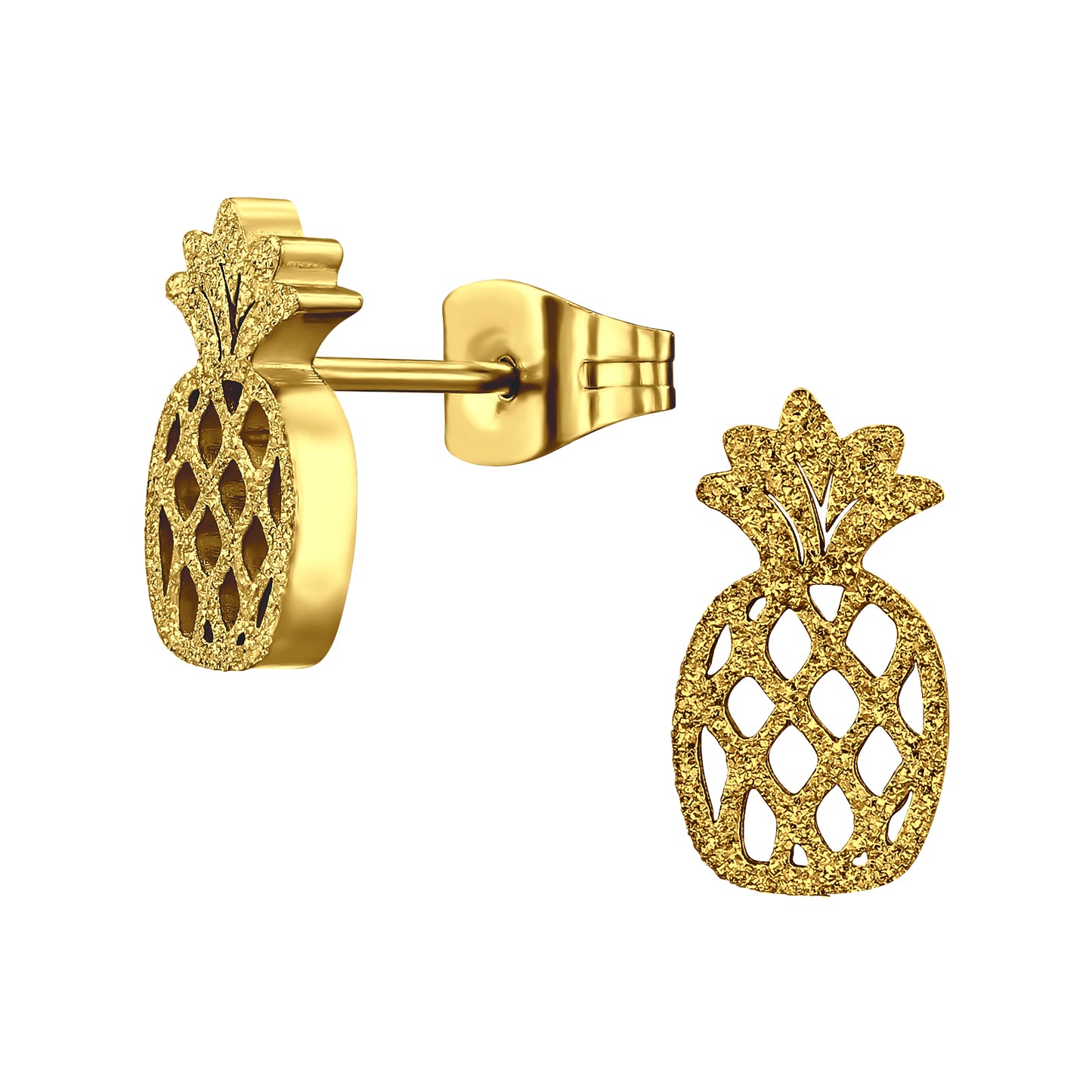 Pineapple Stud Earrings - Pair - Stainless Steel