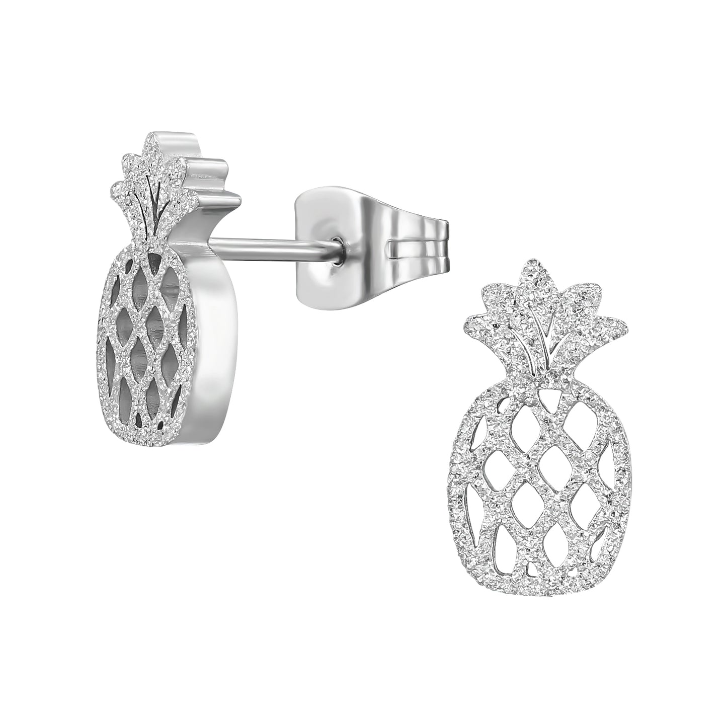 Pineapple Stud Earrings - Pair - Stainless Steel