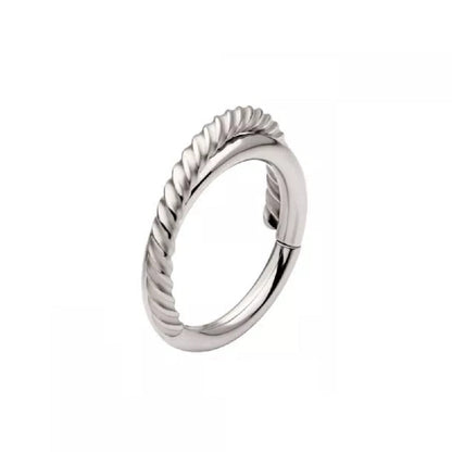 Crossed Double Hoop with Twisted Rope Design Hinged Segment Ring - 316L Stainless Steel