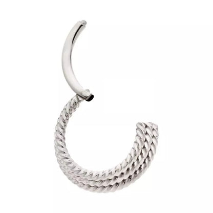 Terraced Triple Stack Twisted Design Front Facing Hinged Segment Ring - 316L Stainless Steel