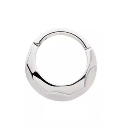 Polished Hammered Domed Thick Hoop Hinged Segment Ring - 316L Stainless Steel