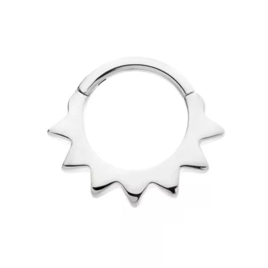 Spike Edge Hinged Segment Clicker Ring - 316L Stainless Steel