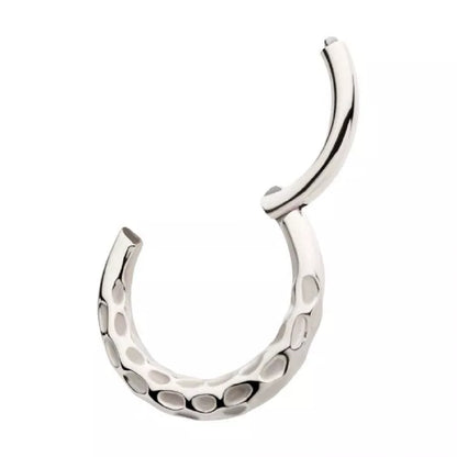 Hammered Pattern Hinged Segment Ring - 316L Stainless Steel