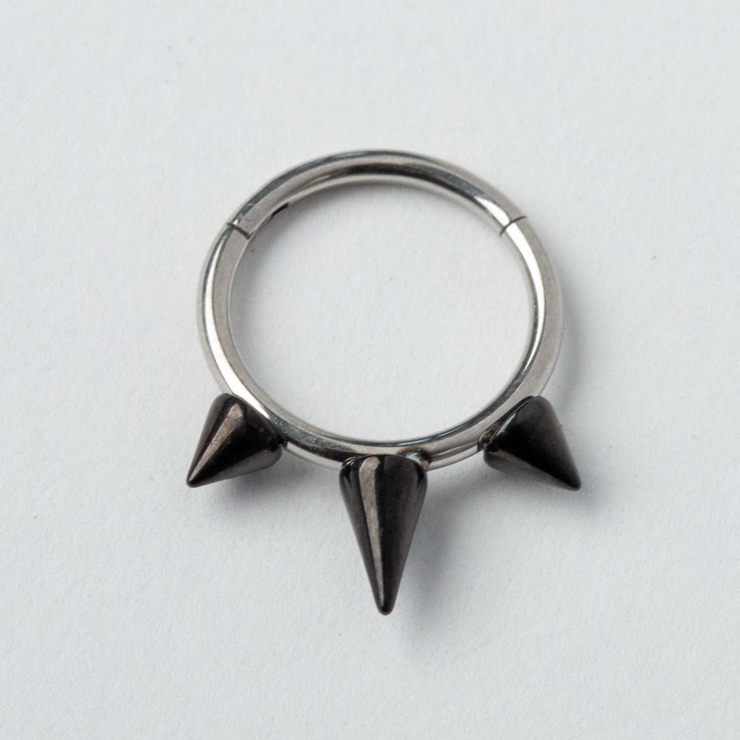 Triple Spiked Hinged Segment Ring - Stainless Steel