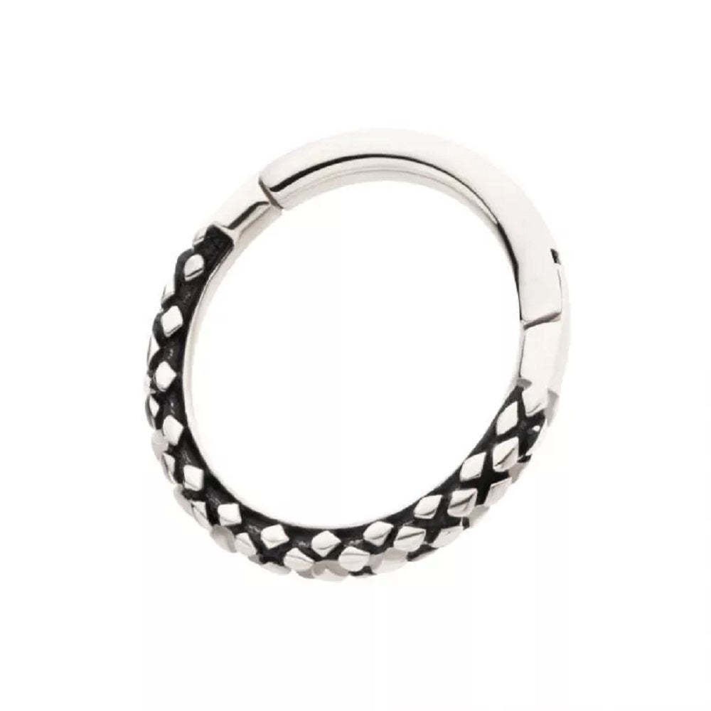 Snake Skin Pattern Hinged Segment Ring - 316L Stainless Steel