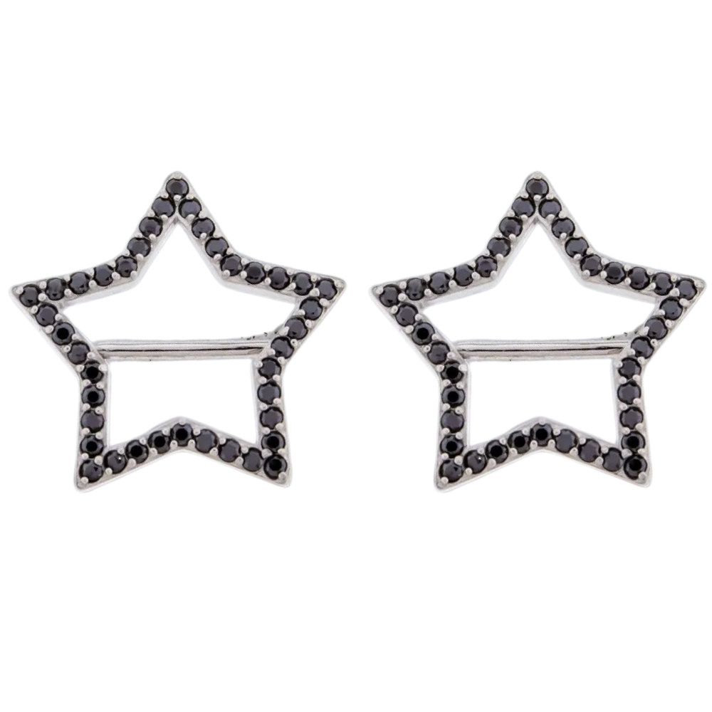 CZ Crystal Lined Star Outline Nipple Shields - Pair - 316L Stainless Steel