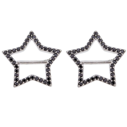 CZ Crystal Lined Star Outline Nipple Shields - Pair - 316L Stainless Steel