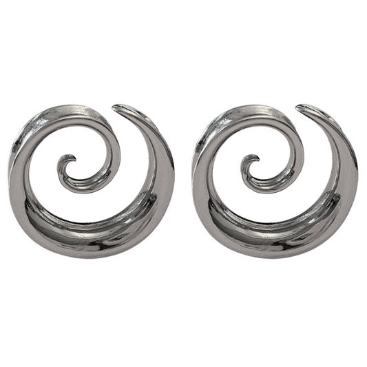 Spiral Double Flared Tunnels - Pair - 316L Stainless Steel