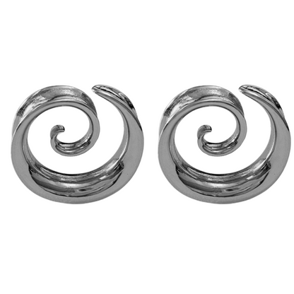 Spiral Double Flared Tunnels - Pair - 316L Stainless Steel