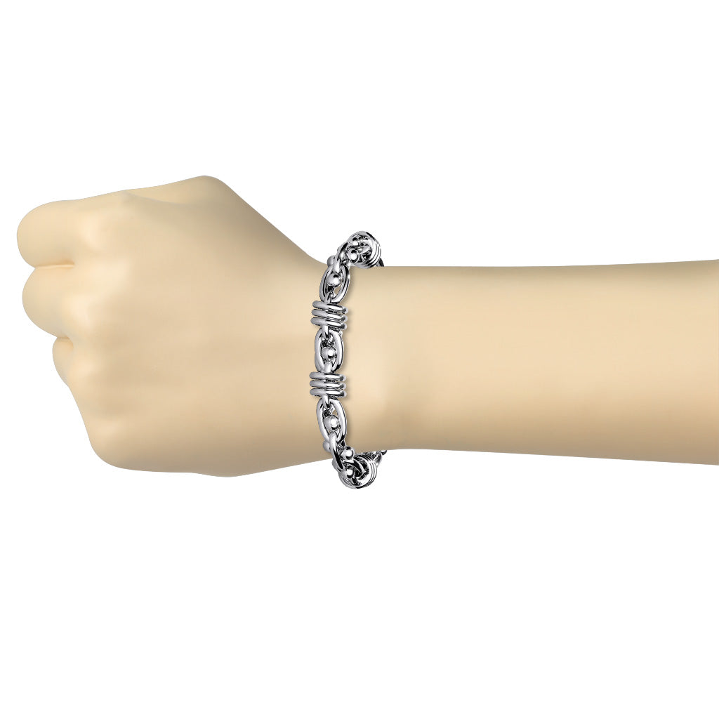 Barbell Chain Link Bracelet - 316L Stainless Steel