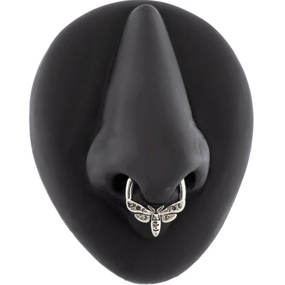 Crescent Moth Septum Clicker Ring - 316L Stainless Steel