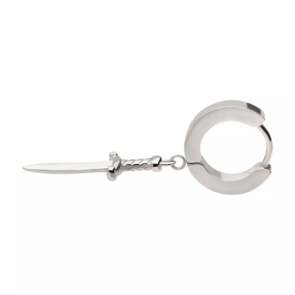 Dagger Dangling Huggie Hoop Earrings - Pair - 316L Stainless Steel