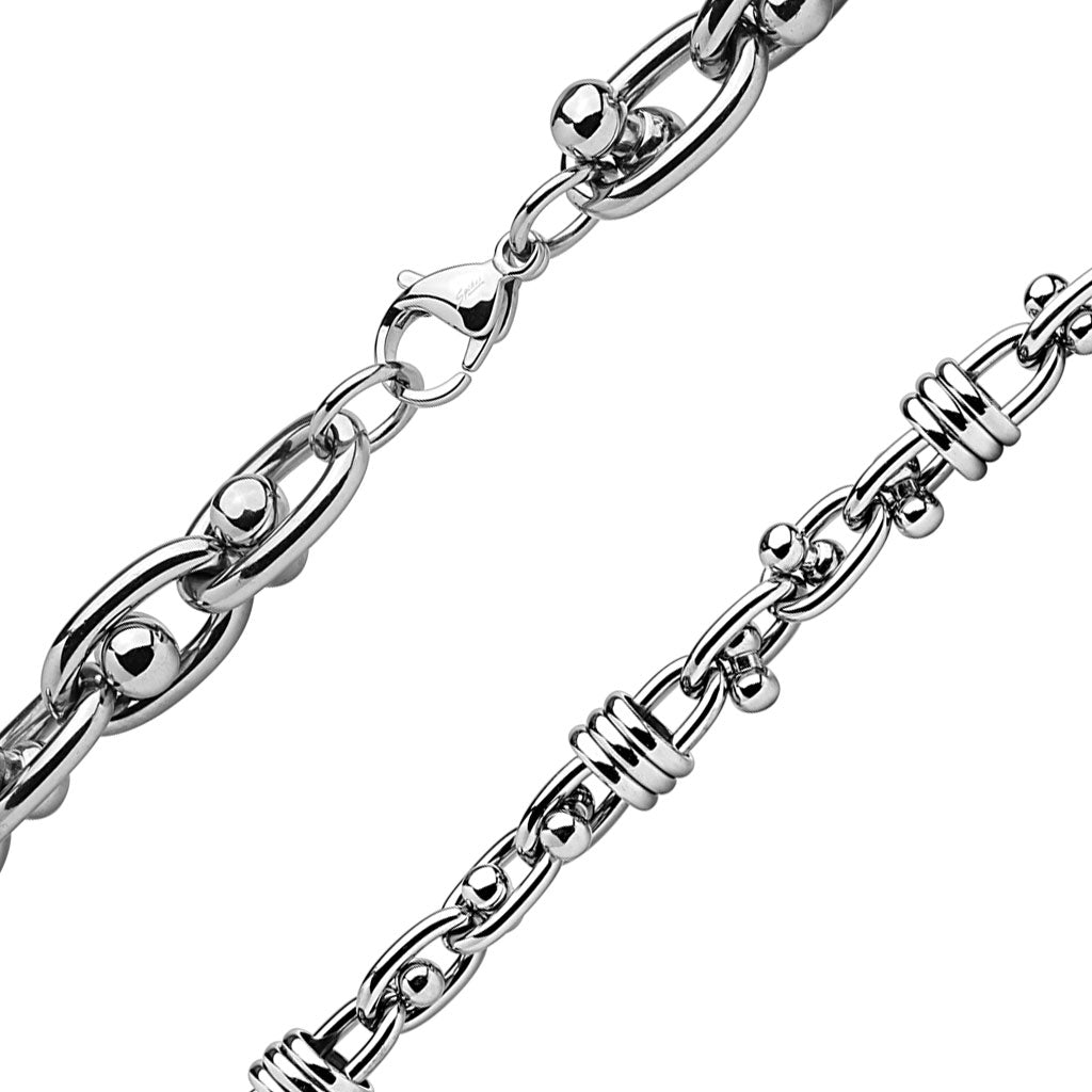 Barbell Chain Link Necklace - 316L Stainless Steel