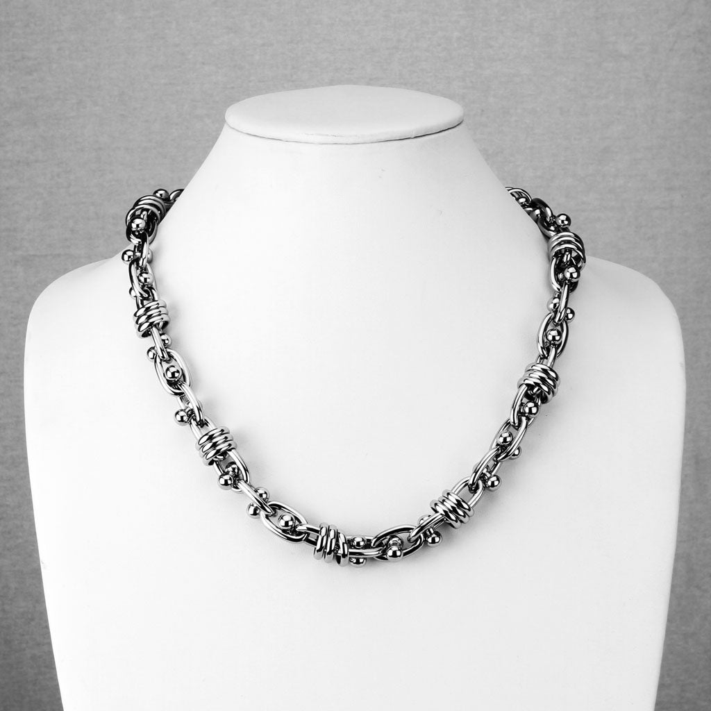 Barbell Chain Link Necklace - 316L Stainless Steel