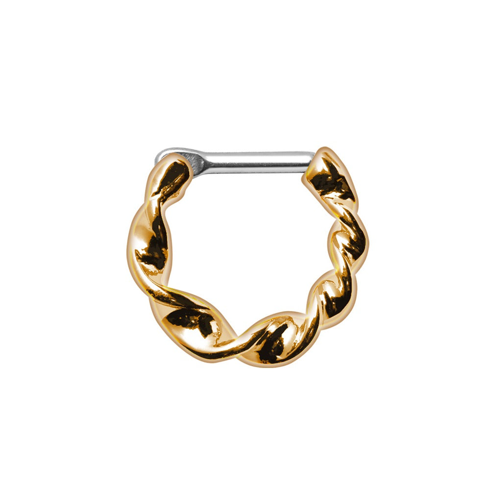 Twisted Septum Clicker Ring - Gold Plated 316L Stainless Steel