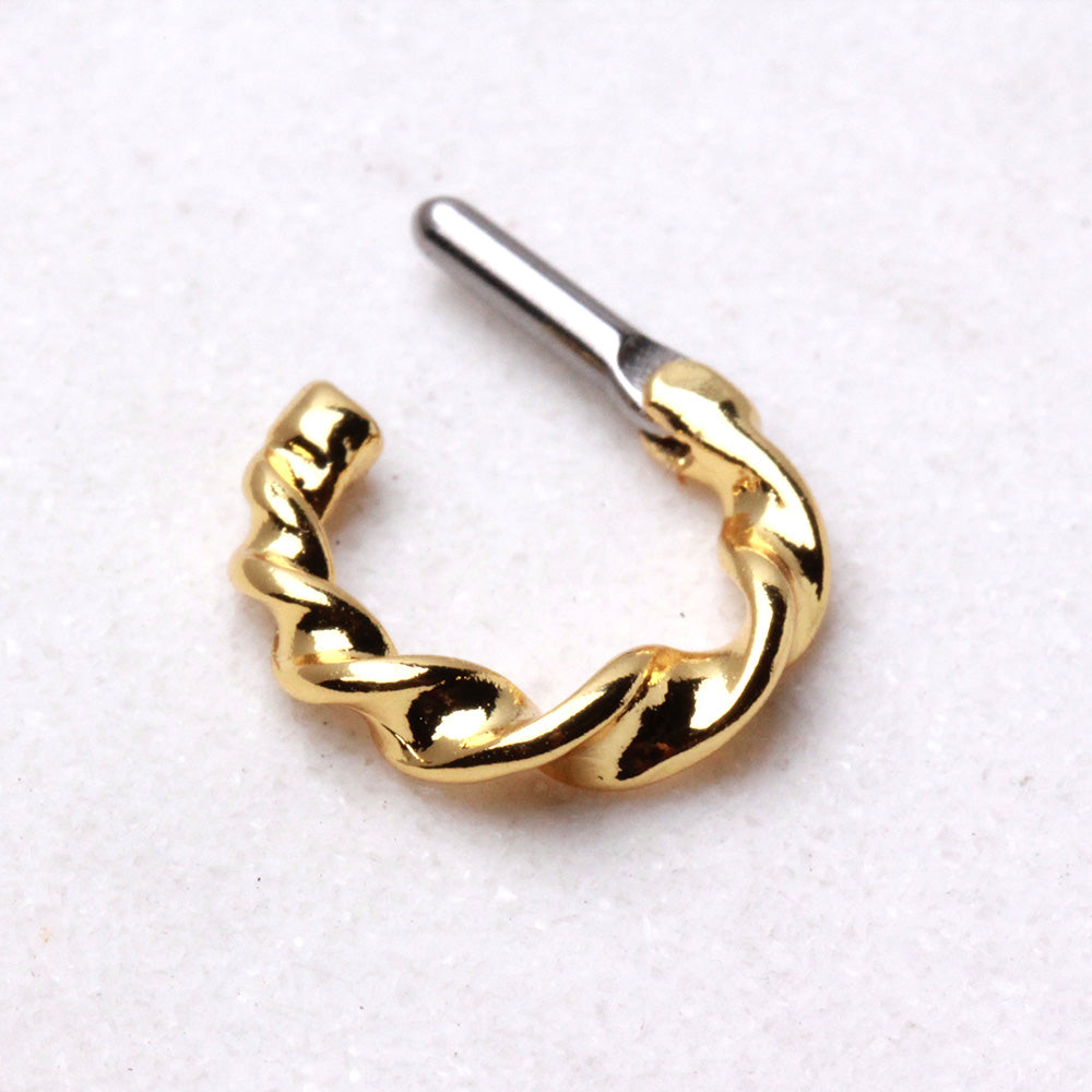 Twisted Septum Clicker Ring - Gold Plated 316L Stainless Steel