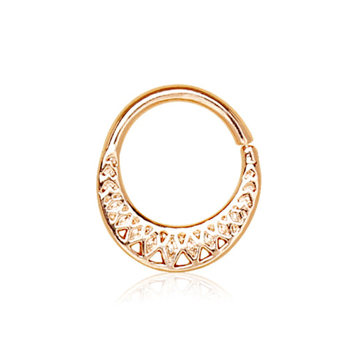 Rose Gold Plated Ornate Tribal Septum Ring
 - 316L Stainless Steel