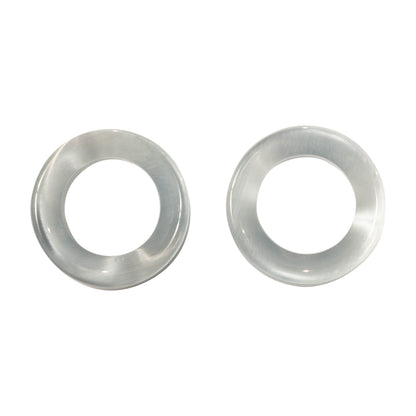 Natural Silver Cat's Eye Stone Double Flared Tunnels - Pair