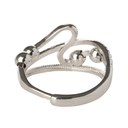 Beaded Wave Design Adjustable Beaded Fidget Ring - 925 Sterling Silver