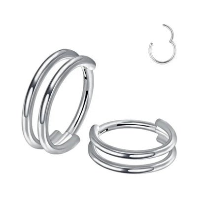 Double Side by Side Hoop Hinged Segment Clicker Ring - ASTM F-136 Implant Grade Titanium