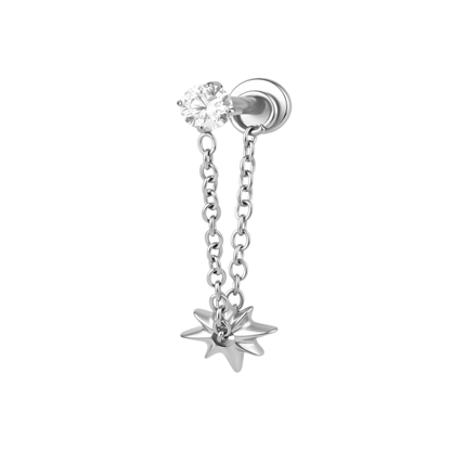 Internally Threaded Star Chain Flat Back Stud - ASTM F-136 Implant Grade Titanium