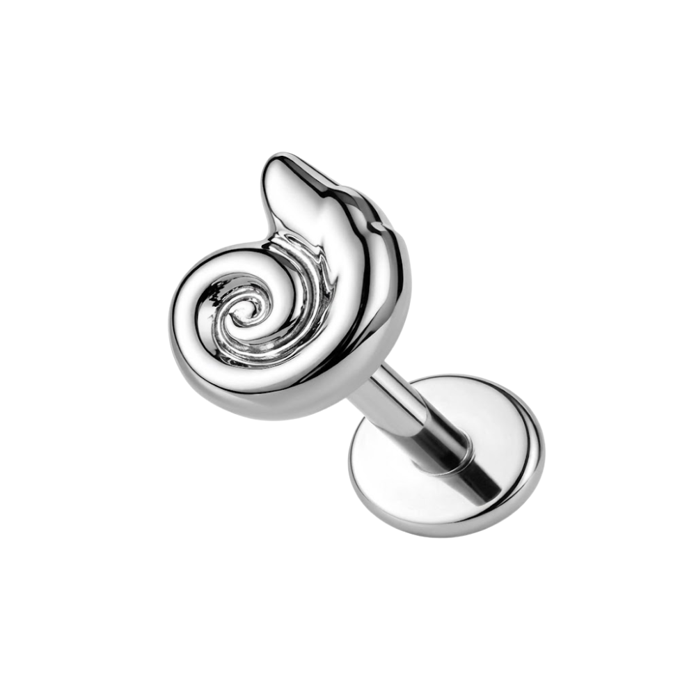 Threadless Push-in Spiral Shell Flat Back Stud - ASTM F-136 Implant Grade Titanium