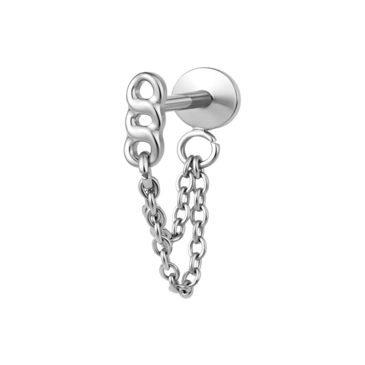Threadless Connecting Chain Flat Back Stud - ASTM F-136 Implant Grade Titanium