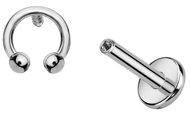 Internally Threaded Horseshoe Barbell Front Flat Back Stud - ASTM F-136 Implant Grade Titanium