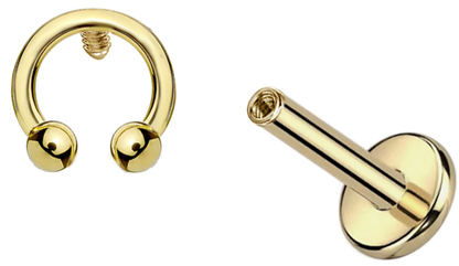 Internally Threaded Horseshoe Barbell Front Flat Back Stud - ASTM F-136 Implant Grade Titanium