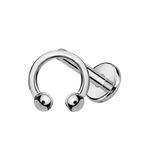 Internally Threaded Horseshoe Barbell Front Flat Back Stud - ASTM F-136 Implant Grade Titanium