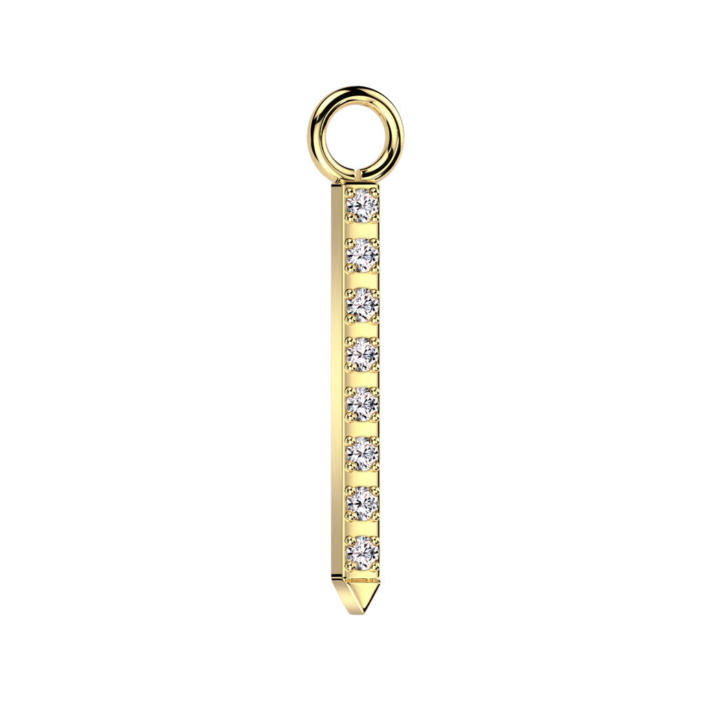 CZ Crystal Paved Bar Charm - ASTM F-136 Implant Grade Titanium