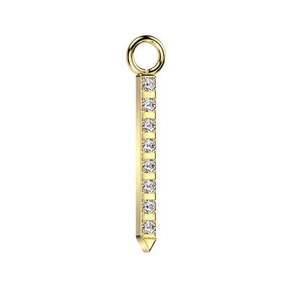 CZ Crystal Paved Bar Charm - ASTM F-136 Implant Grade Titanium