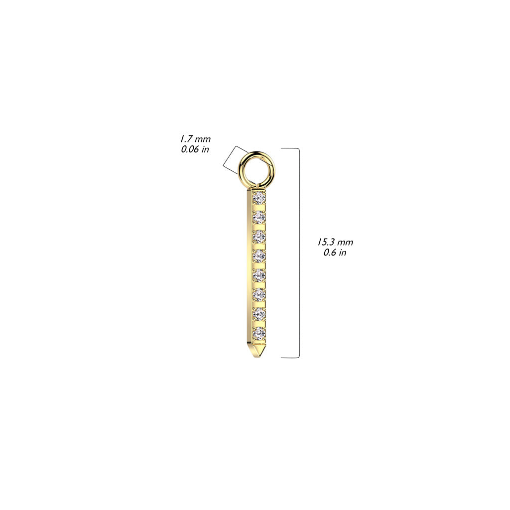 CZ Crystal Paved Bar Charm - ASTM F-136 Implant Grade Titanium