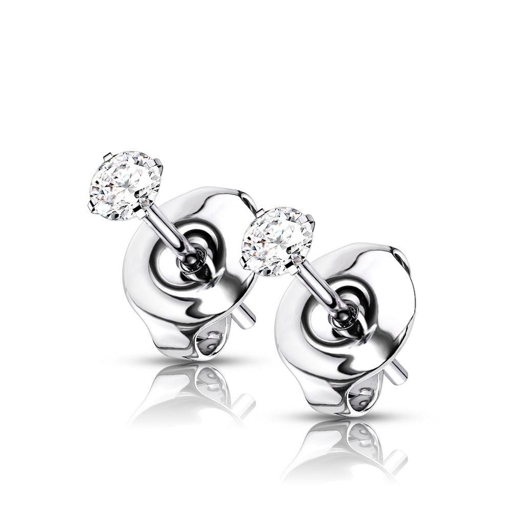 Martini Set CZ Crystal Stud Earrings - F136 Implant Grade Titanium