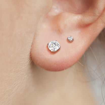 Martini Set CZ Crystal Stud Earrings - F136 Implant Grade Titanium