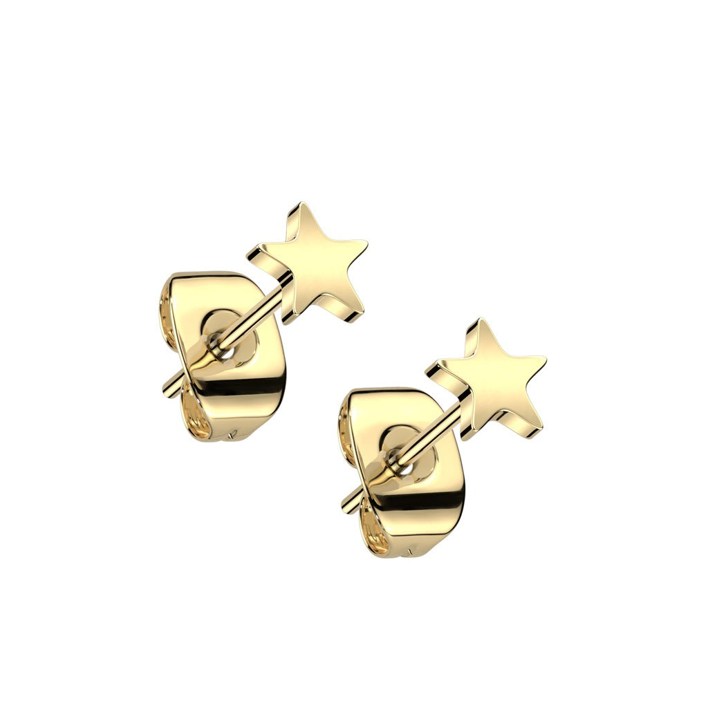 Flat Star Shaped Top Stud Earrings - F136 Implant Grade Titanium